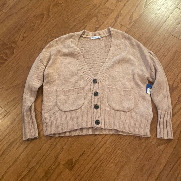 NWT Arizona Jean Co. Size small oversized button up sweater, beige/camel color. - Picture 1 of 11